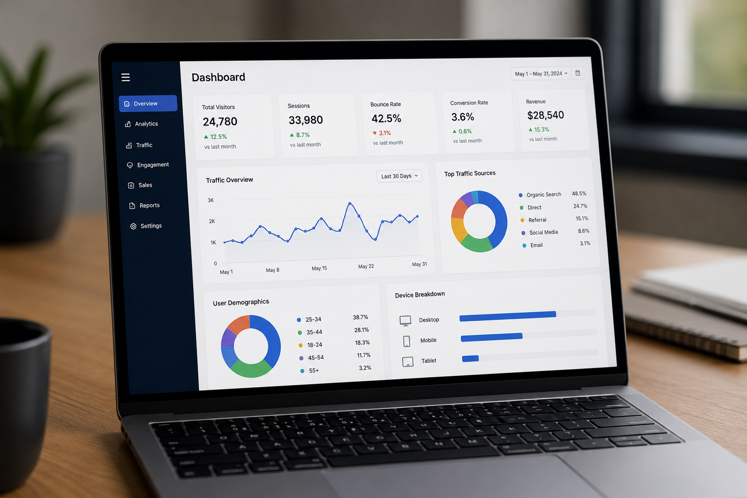 Search Engine Optimization for home and facility services — organic ranking dashboard